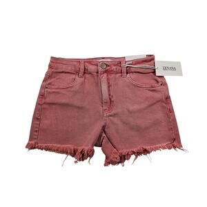 NWT Zenana light pink raw hem stretch pull on jean shorts stretch summer S NEW